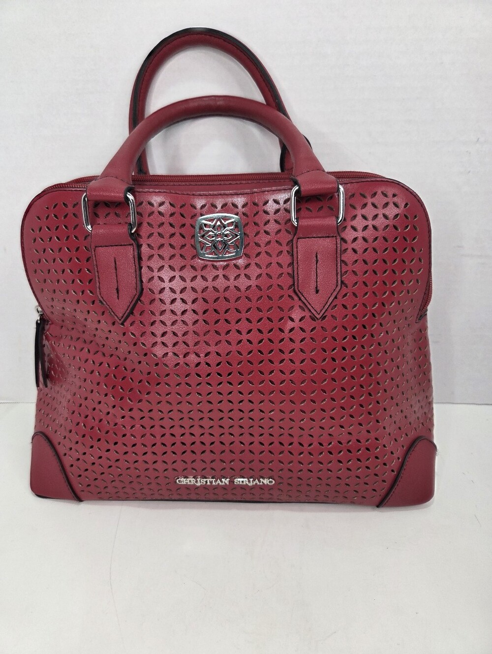 Christian Siriano Red Double Handle Satchel Handbag Purse